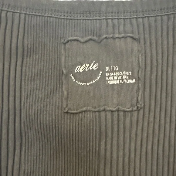 aerie Dark Gray Ribbed Henley Tank - Picture 2 of 3
